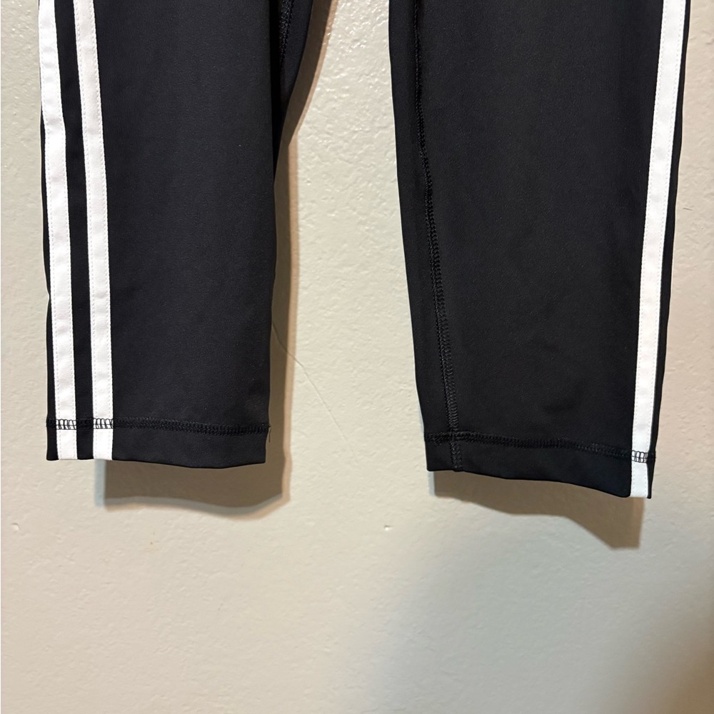 Adidas kids? Black Athletic Leggings with White Stripes - Picture 4 of 16